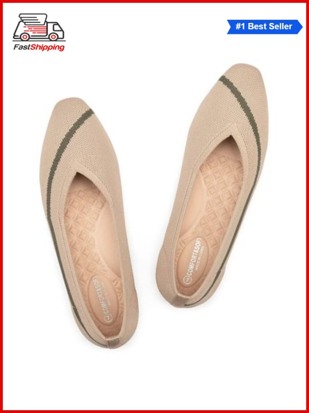 Women's Square Toe Knitted Ballerina Flats Pull-On Flexible Washable Shoes
